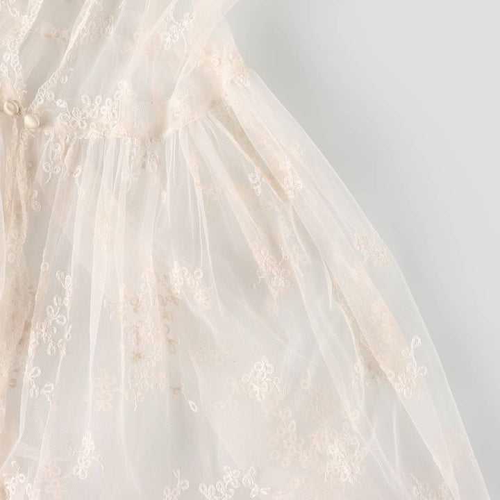 Lingerie gown, women's size L, maxi length, see-through unclear white type Vintage Second Hand