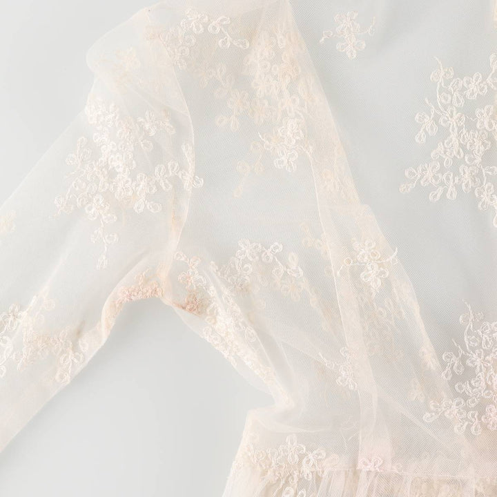 Lingerie gown, women's size L, maxi length, see-through unclear white type Vintage Second Hand