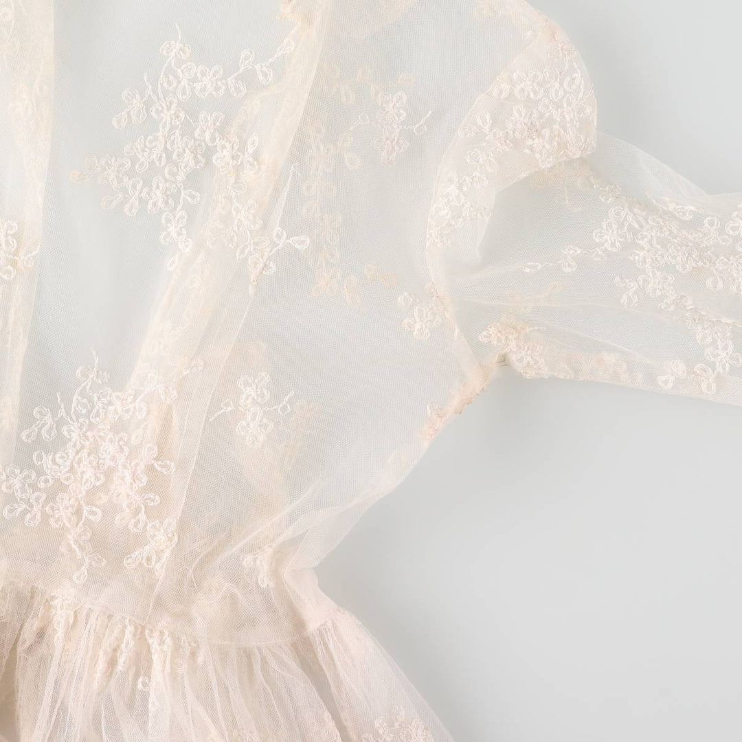 Lingerie gown, women's size L, maxi length, see-through unclear white type Vintage Second Hand