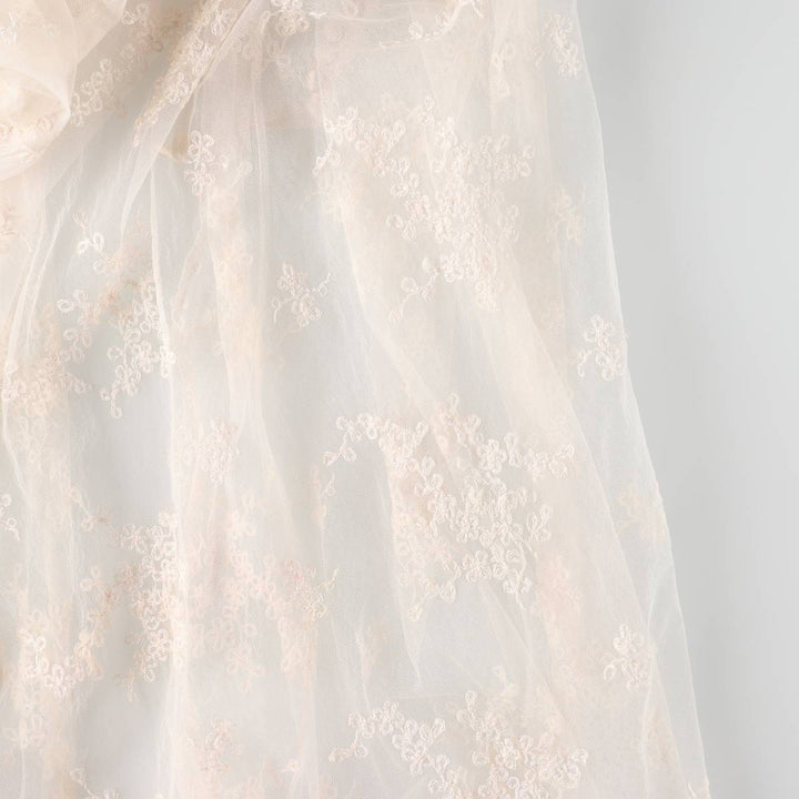 Lingerie gown, women's size L, maxi length, see-through unclear white type Vintage Second Hand