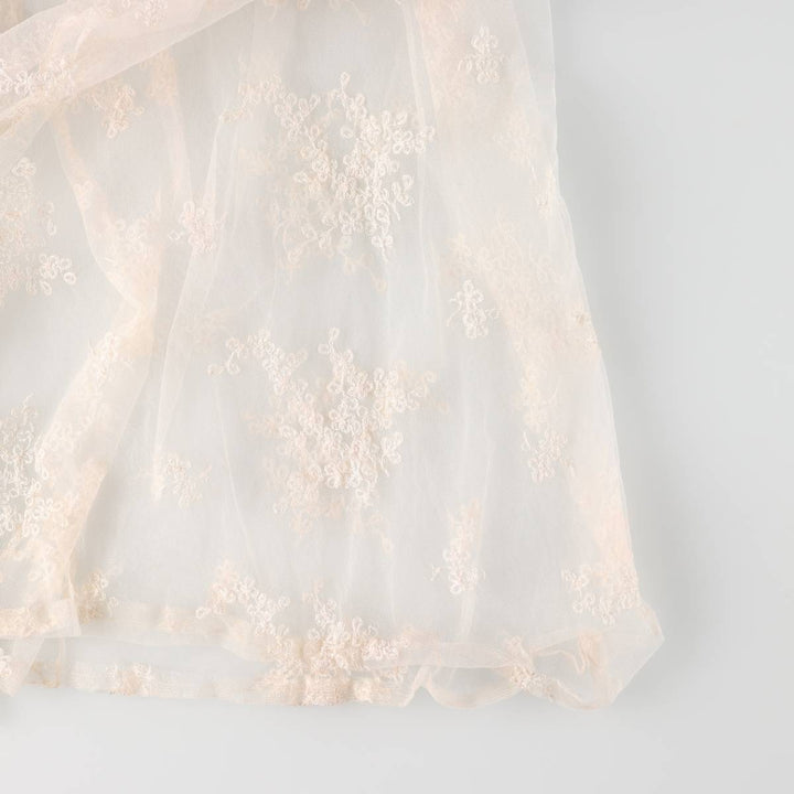 Lingerie gown, women's size L, maxi length, see-through unclear white type Vintage Second Hand