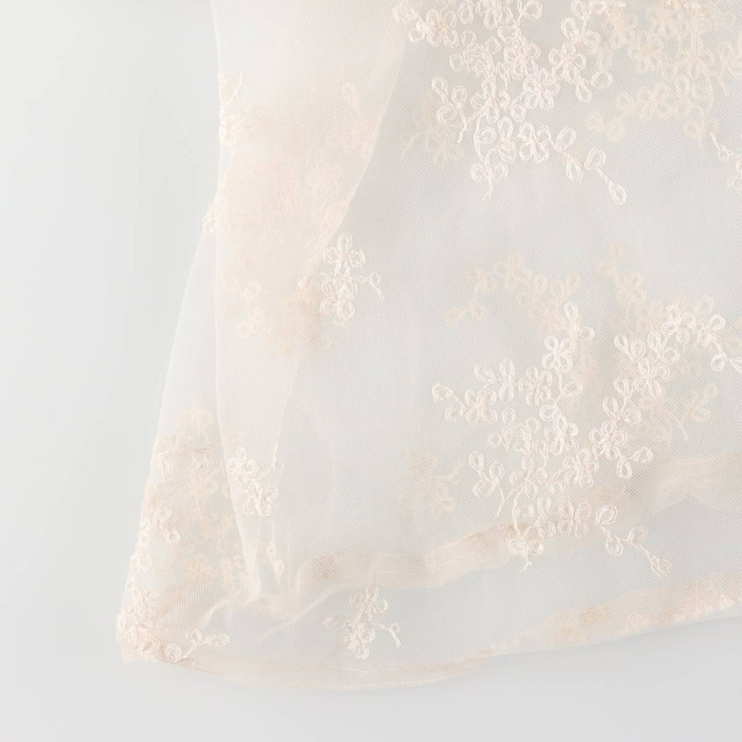 Lingerie gown, women's size L, maxi length, see-through unclear white type Vintage Second Hand