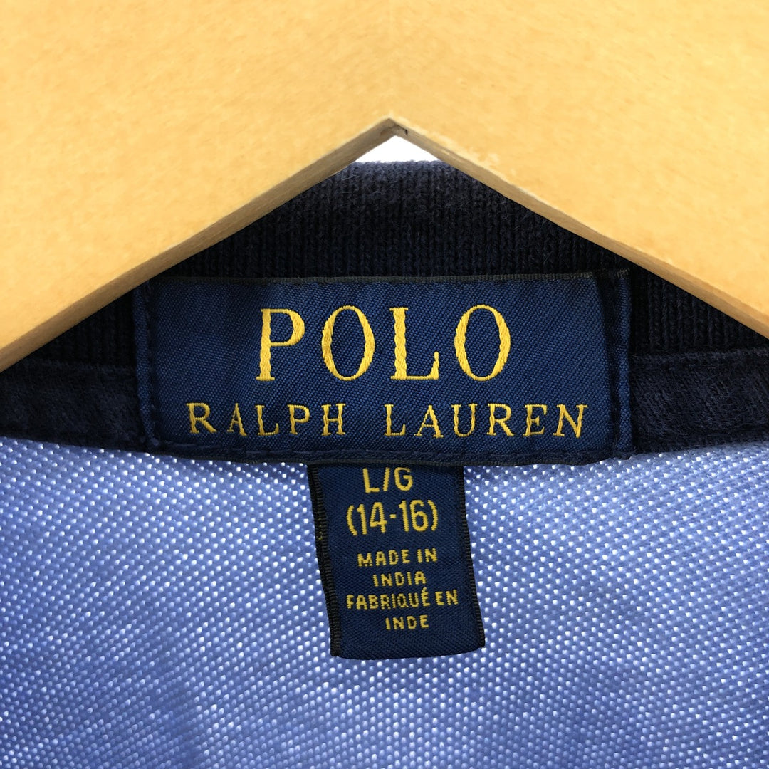 Ralph Lauren POLO Ralph Lauren short sleeve striped polo shirt women's size M unclear navy blue type Vintage Second Hand