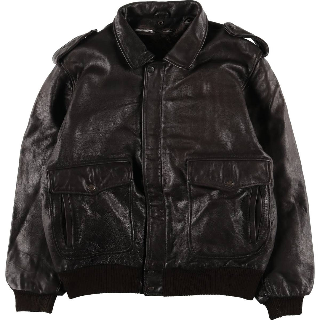 BOMBERS A-2 Leather Flight Jacket, Men's Size L Genuine Leather Cowhide brown type Vintage Second Hand