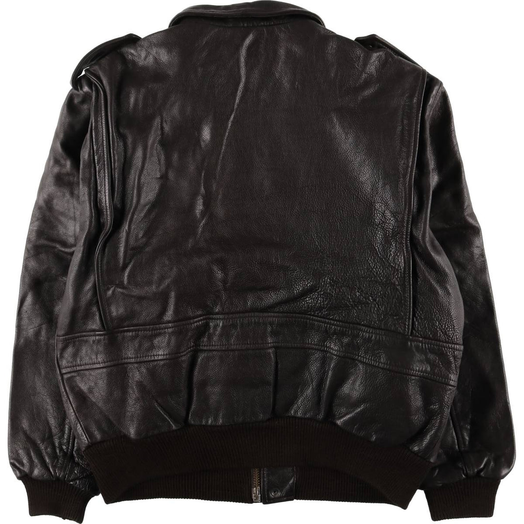 BOMBERS A-2 Leather Flight Jacket, Men's Size L Genuine Leather Cowhide brown type Vintage Second Hand