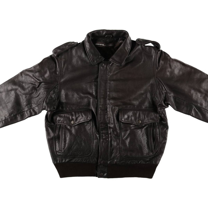 BOMBERS A-2 Leather Flight Jacket, Men's Size L Genuine Leather Cowhide brown type Vintage Second Hand