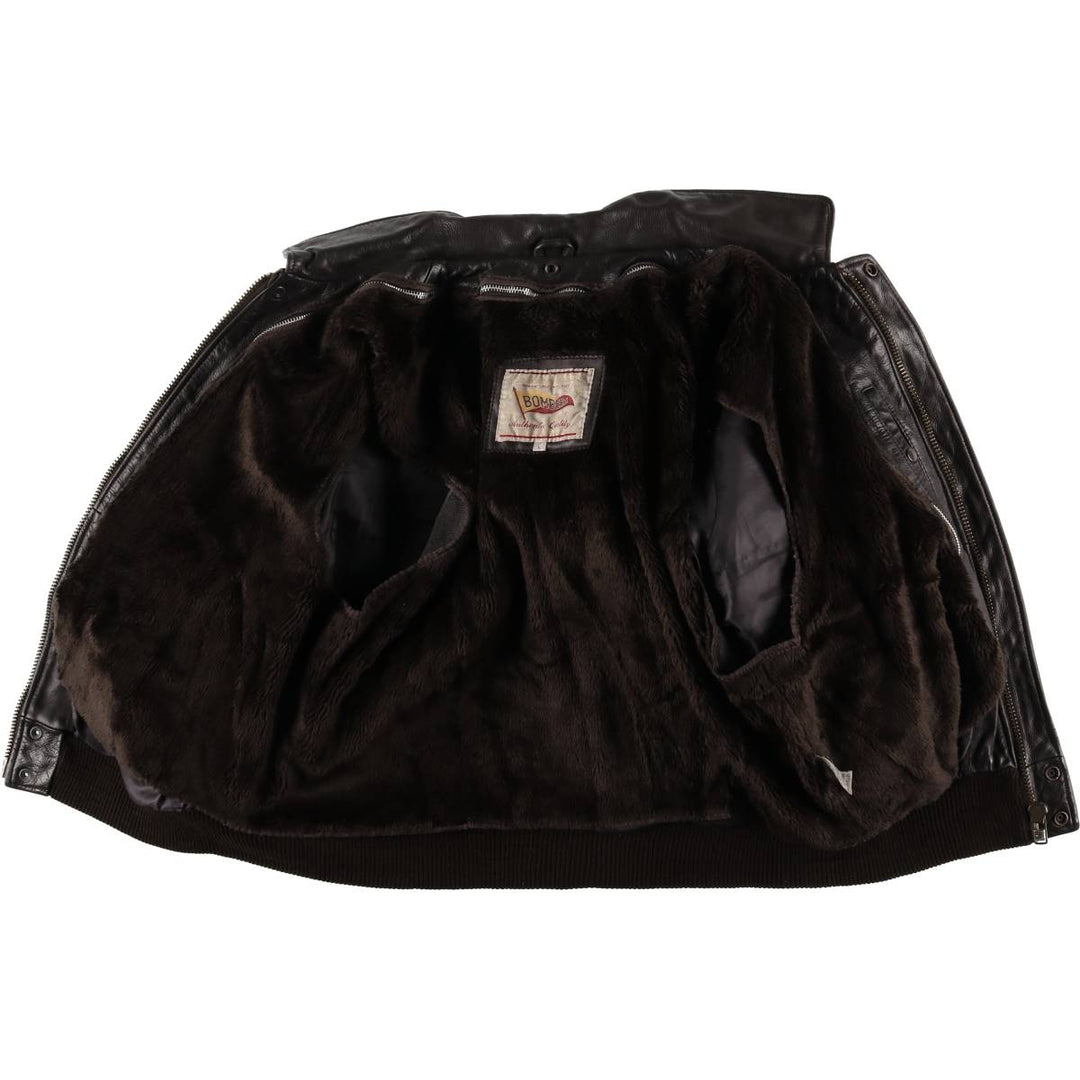 BOMBERS A-2 Leather Flight Jacket, Men's Size L Genuine Leather Cowhide brown type Vintage Second Hand