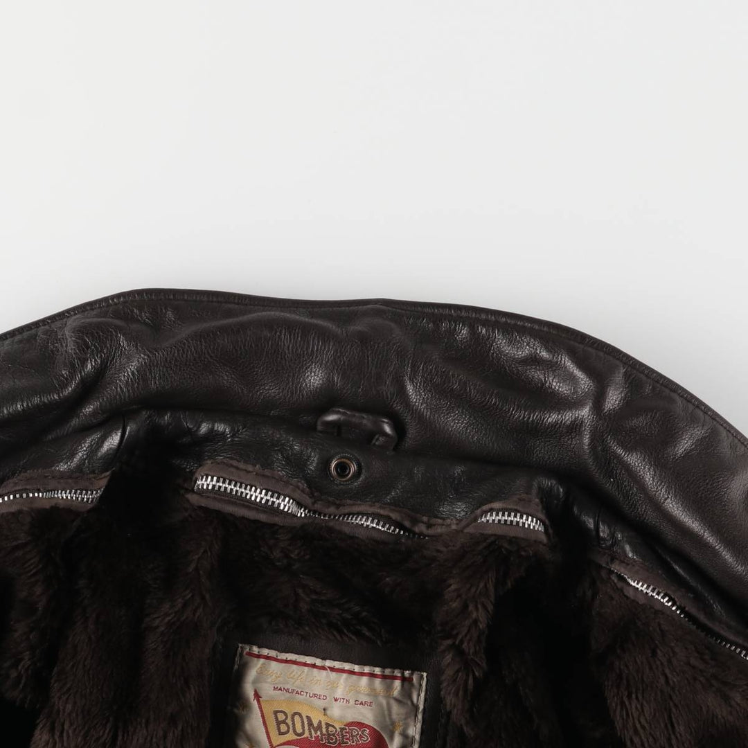 BOMBERS A-2 Leather Flight Jacket, Men's Size L Genuine Leather Cowhide brown type Vintage Second Hand