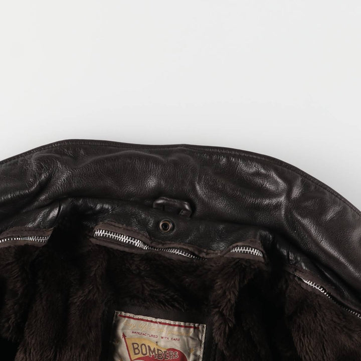 BOMBERS A-2 Leather Flight Jacket, Men's Size L Genuine Leather Cowhide brown type Vintage Second Hand