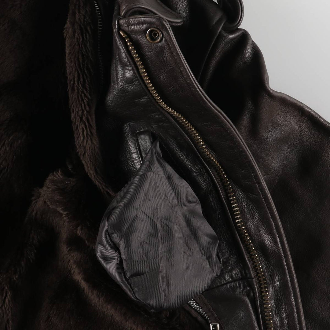 BOMBERS A-2 Leather Flight Jacket, Men's Size L Genuine Leather Cowhide brown type Vintage Second Hand