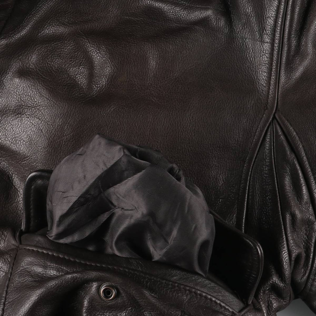 BOMBERS A-2 Leather Flight Jacket, Men's Size L Genuine Leather Cowhide brown type Vintage Second Hand