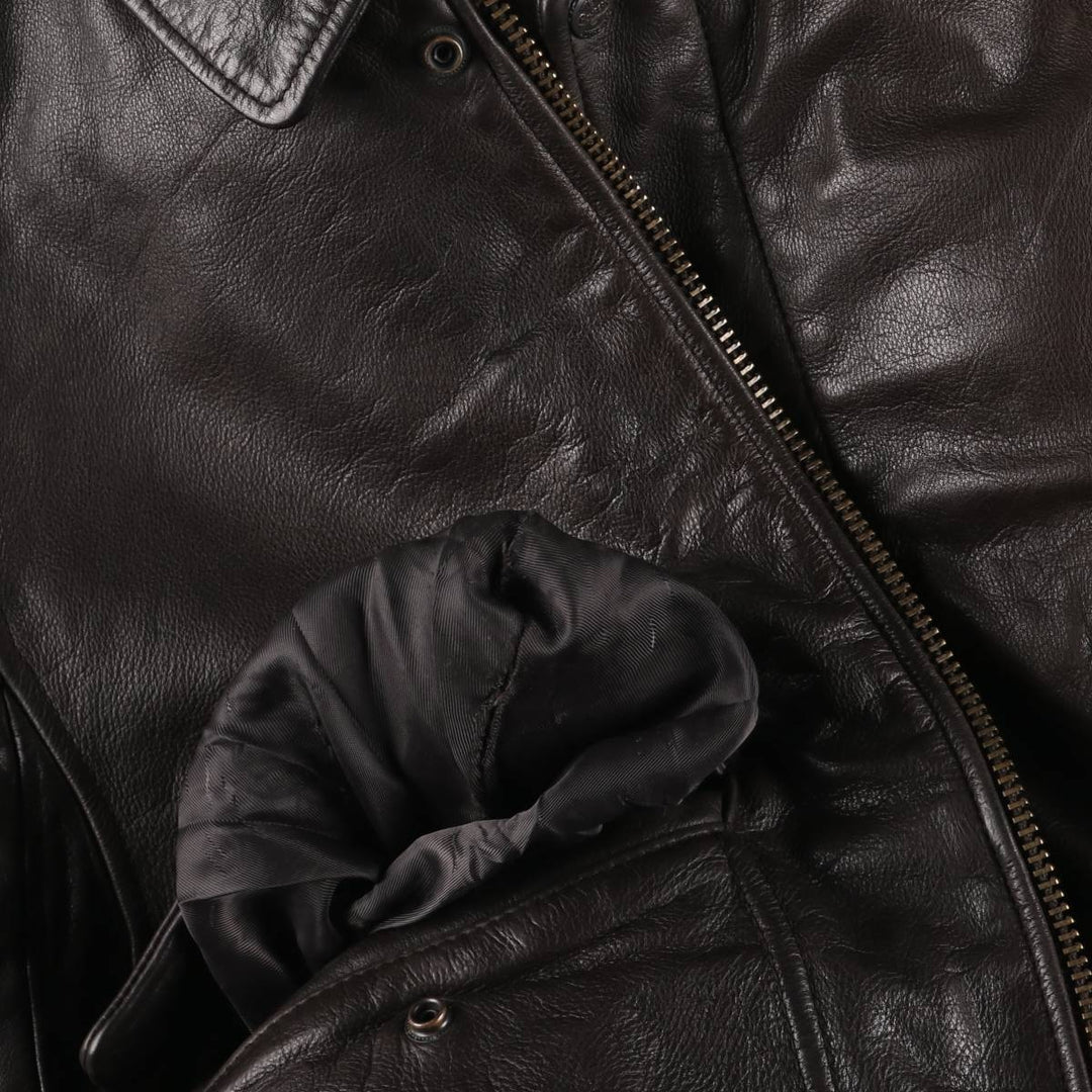 BOMBERS A-2 Leather Flight Jacket, Men's Size L Genuine Leather Cowhide brown type Vintage Second Hand