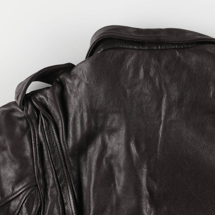 BOMBERS A-2 Leather Flight Jacket, Men's Size L Genuine Leather Cowhide brown type Vintage Second Hand