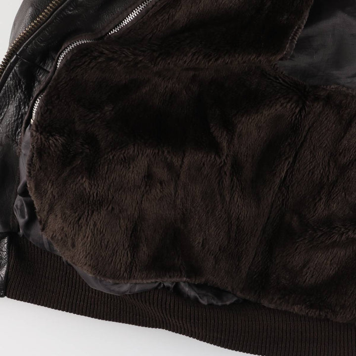 BOMBERS A-2 Leather Flight Jacket, Men's Size L Genuine Leather Cowhide brown type Vintage Second Hand