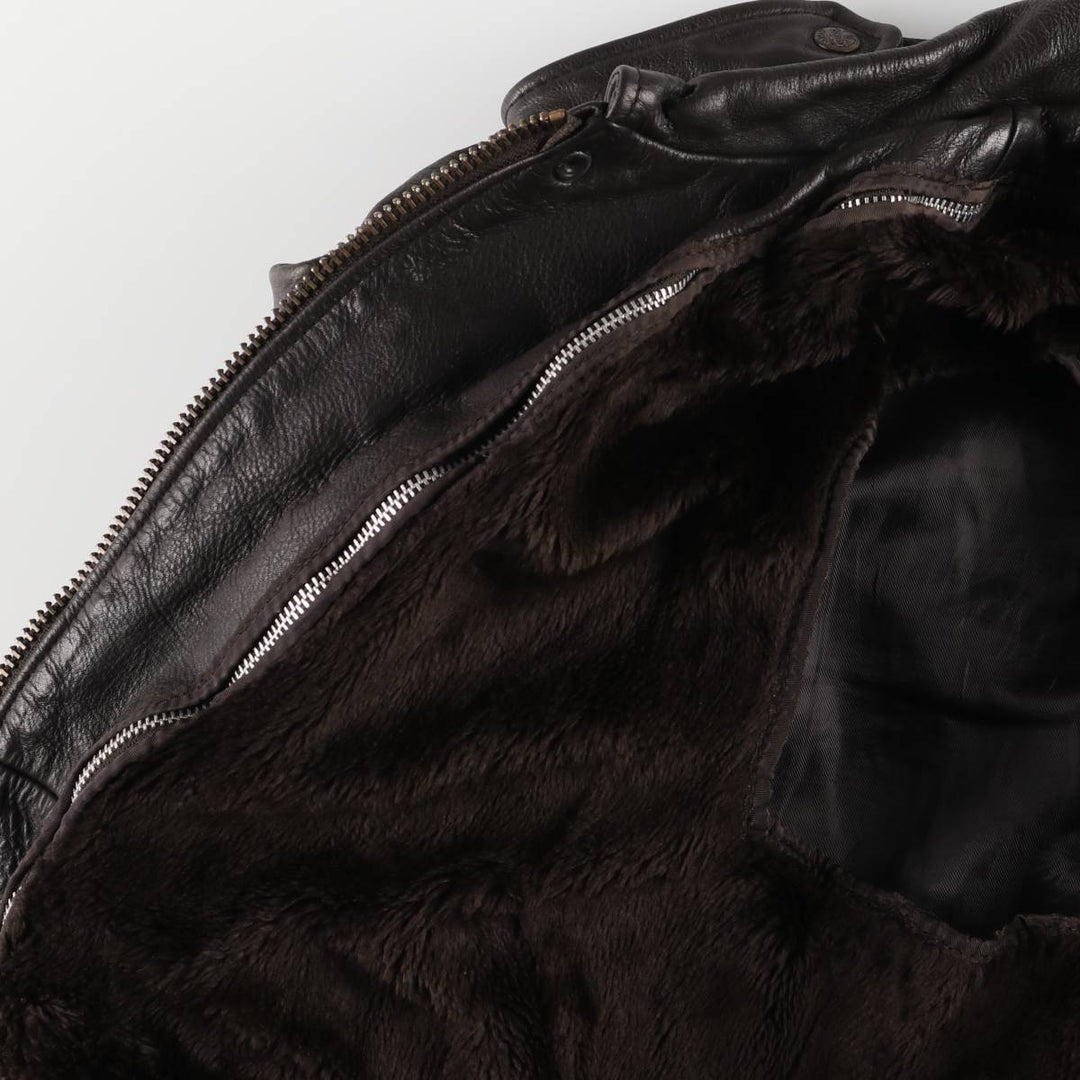 BOMBERS A-2 Leather Flight Jacket, Men's Size L Genuine Leather Cowhide brown type Vintage Second Hand