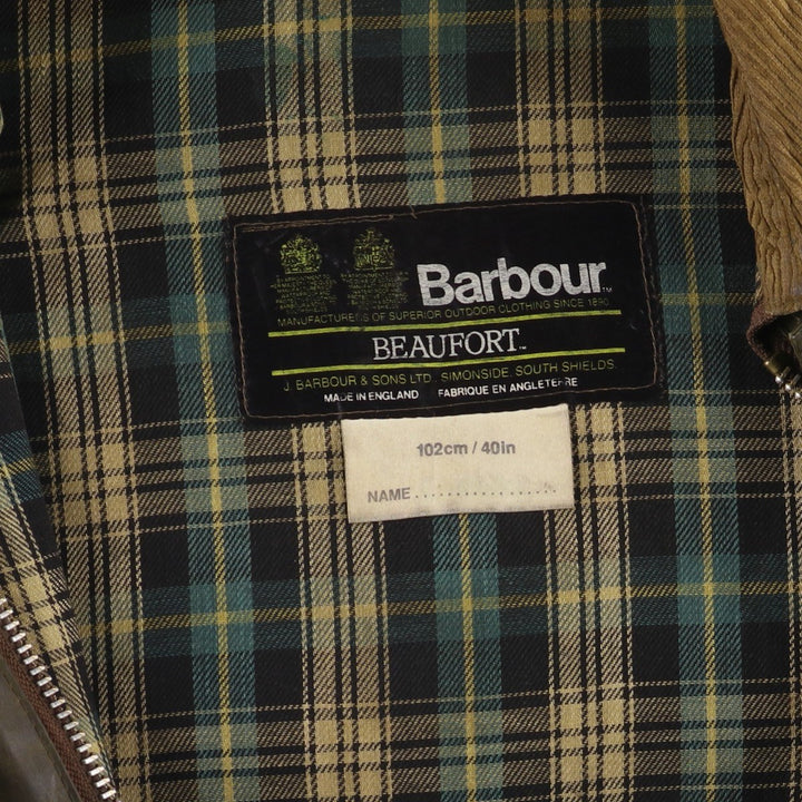 1980'S Barbour Beaufort 2 Warrant Oiled Hunting Jacket, Made in England, Men's Size Medium unclear Khaki type Vintage Second Hand