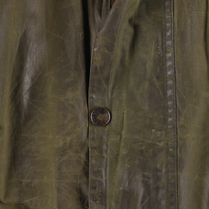 1980'S Barbour Beaufort 2 Warrant Oiled Hunting Jacket, Made in England, Men's Size Medium unclear Khaki type Vintage Second Hand