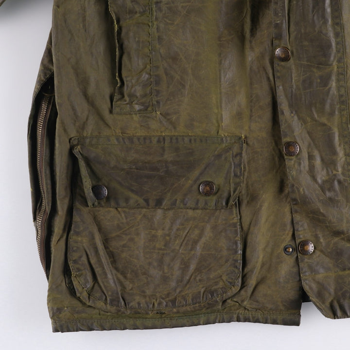 1980'S Barbour Beaufort 2 Warrant Oiled Hunting Jacket, Made in England, Men's Size Medium unclear Khaki type Vintage Second Hand