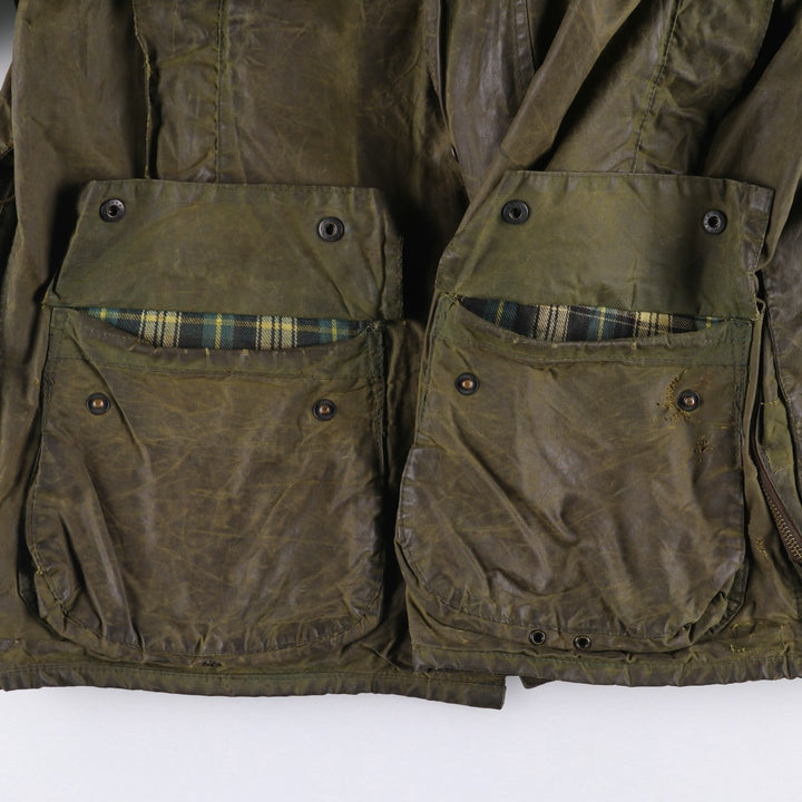 1980'S Barbour Beaufort 2 Warrant Oiled Hunting Jacket, Made in England, Men's Size Medium unclear Khaki type Vintage Second Hand