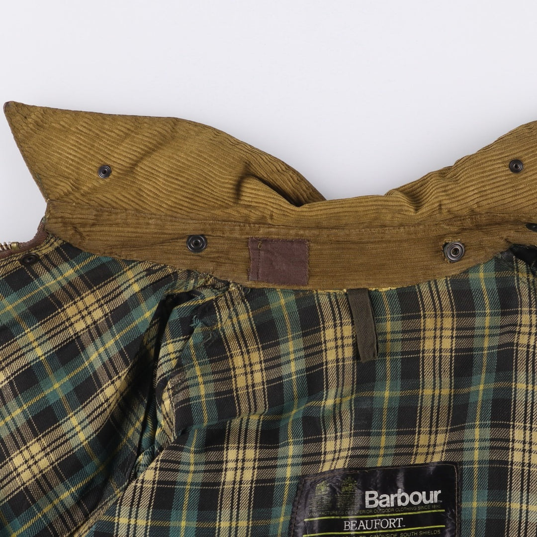 1980'S Barbour Beaufort 2 Warrant Oiled Hunting Jacket, Made in England, Men's Size Medium unclear Khaki type Vintage Second Hand