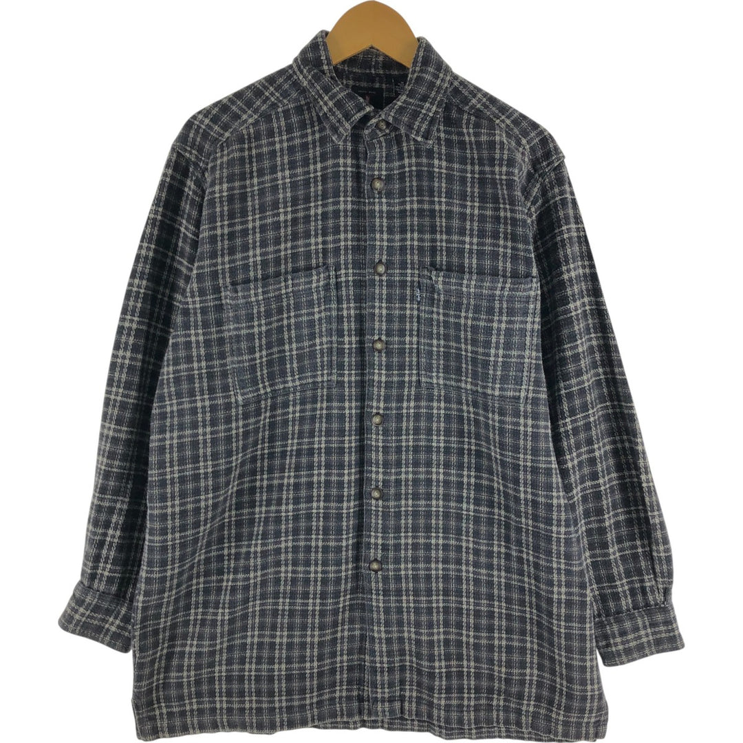 Levi's Long Sleeve Flannel Check Shirt, Box Shirt, Men's Medium cotton gray type Vintage Second Hand