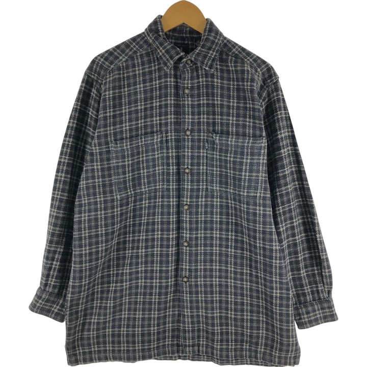 Levi's Long Sleeve Flannel Check Shirt, Box Shirt, Men's Medium cotton gray type Vintage Second Hand