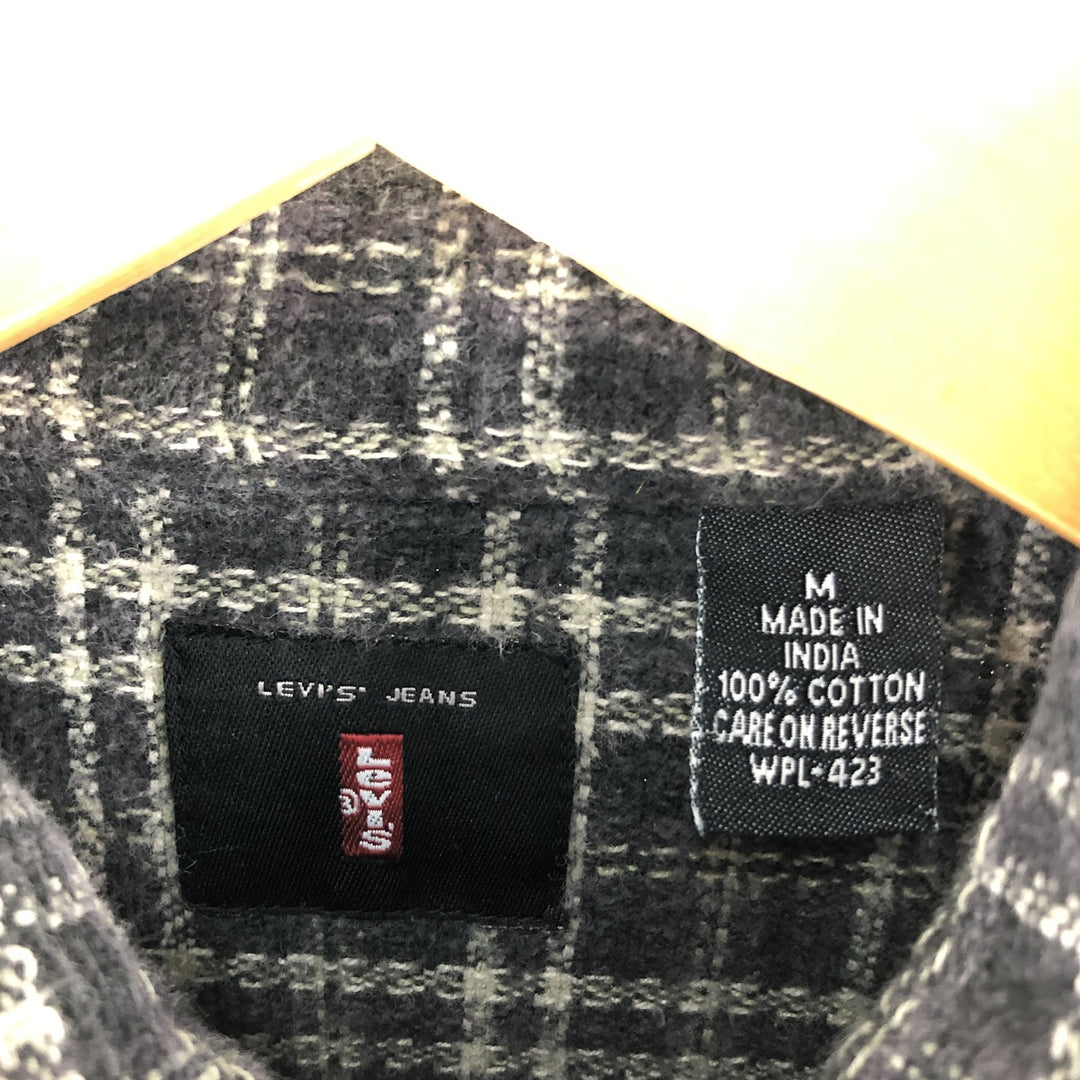 Levi's Long Sleeve Flannel Check Shirt, Box Shirt, Men's Medium cotton gray type Vintage Second Hand