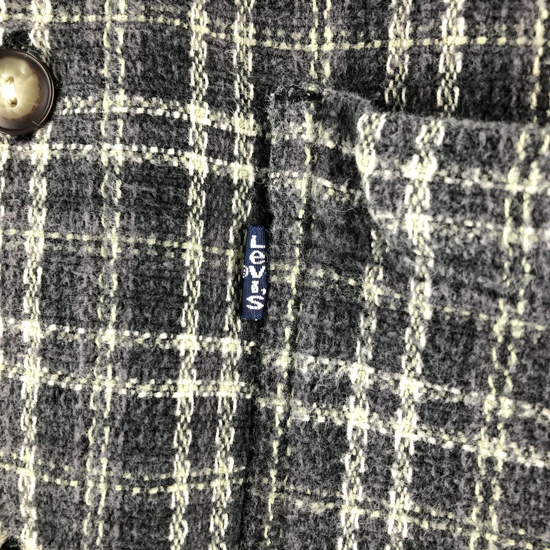 Levi's Long Sleeve Flannel Check Shirt, Box Shirt, Men's Medium cotton gray type Vintage Second Hand
