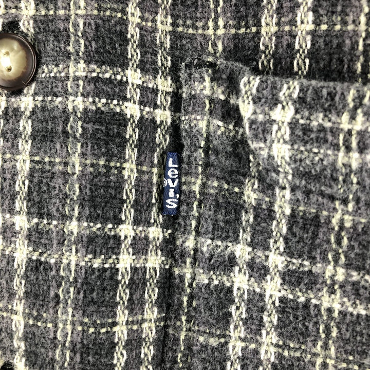 Levi's Long Sleeve Flannel Check Shirt, Box Shirt, Men's Medium cotton gray type Vintage Second Hand