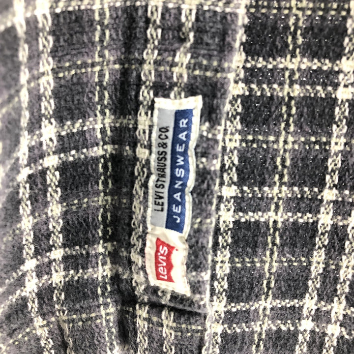Levi's Long Sleeve Flannel Check Shirt, Box Shirt, Men's Medium cotton gray type Vintage Second Hand