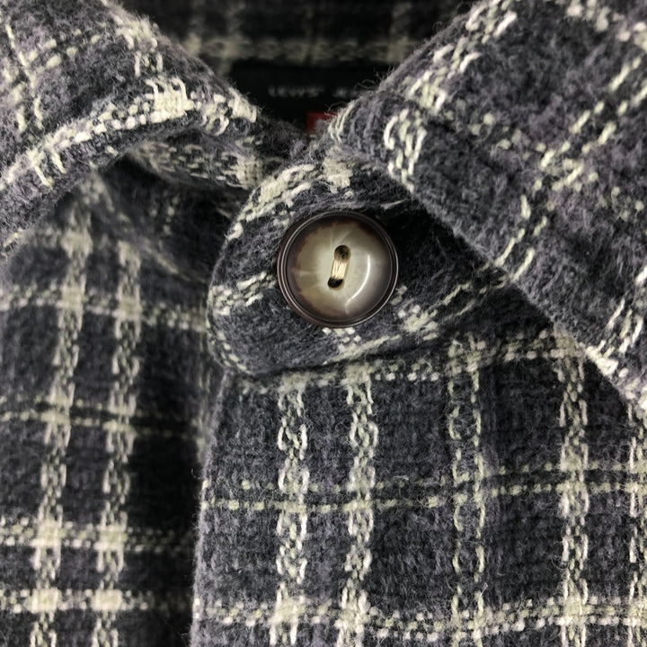 Levi's Long Sleeve Flannel Check Shirt, Box Shirt, Men's Medium cotton gray type Vintage Second Hand