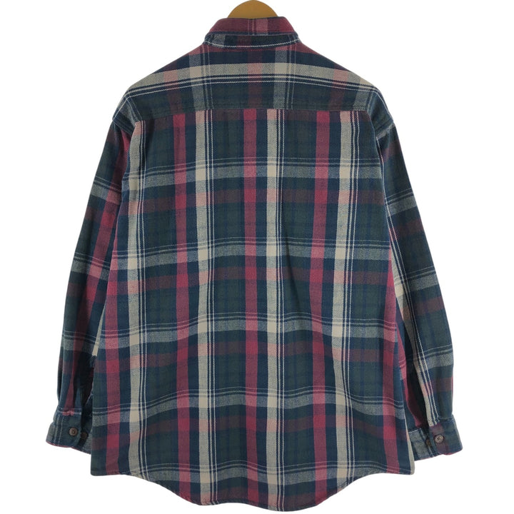 90s~ St. John's Bay ST. JOHN'S BAY Long Sleeve Heavy Flannel Check Shirt Men's L Size Vintage cotton red type Vintage Second Hand