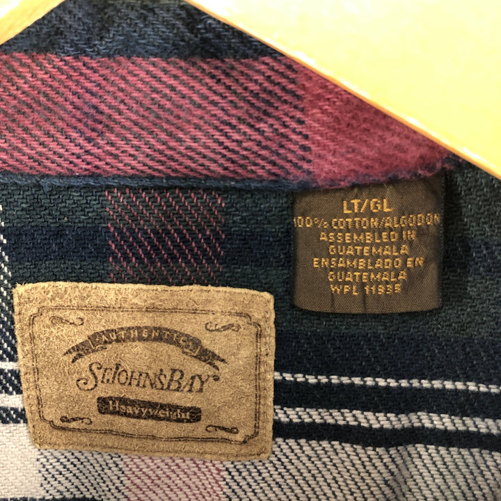 90s~ St. John's Bay ST. JOHN'S BAY Long Sleeve Heavy Flannel Check Shirt Men's L Size Vintage cotton red type Vintage Second Hand