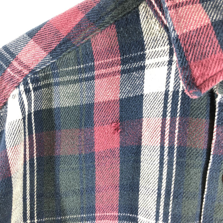 90s~ St. John's Bay ST. JOHN'S BAY Long Sleeve Heavy Flannel Check Shirt Men's L Size Vintage cotton red type Vintage Second Hand