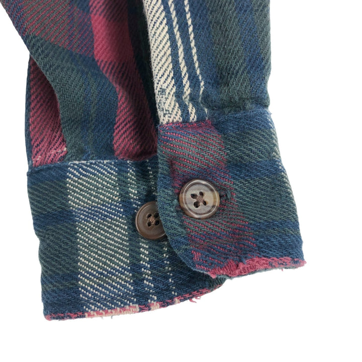 90s~ St. John's Bay ST. JOHN'S BAY Long Sleeve Heavy Flannel Check Shirt Men's L Size Vintage cotton red type Vintage Second Hand