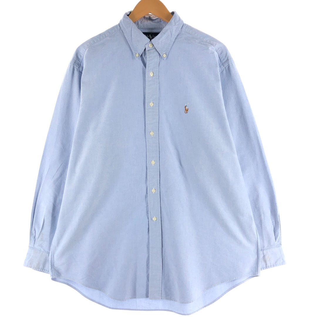 Ralph Lauren YARMOUTH long sleeve button down shirt, men's XL size cotton Blue type light blue Vintage Second Hand