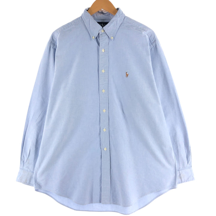 Ralph Lauren YARMOUTH long sleeve button down shirt, men's XL size cotton Blue type light blue Vintage Second Hand
