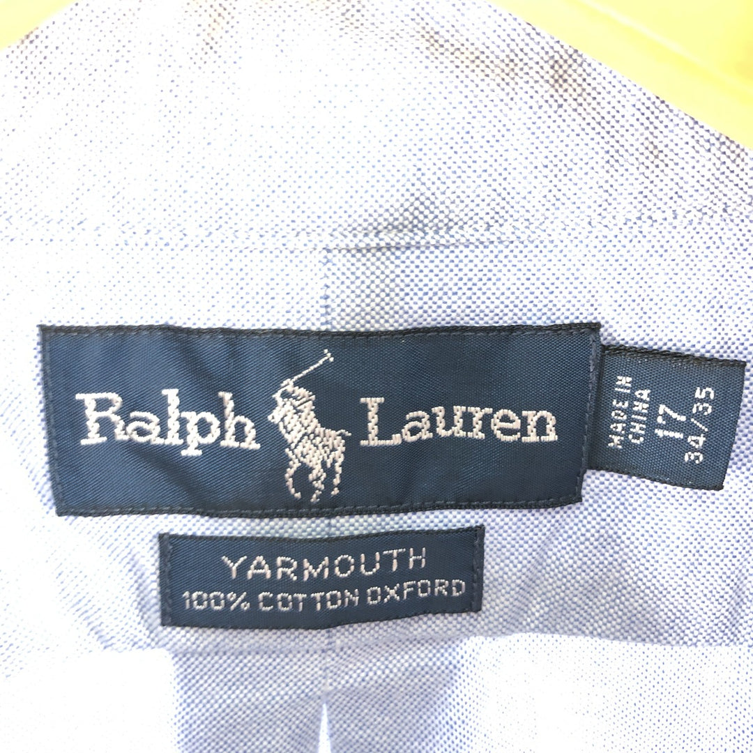 Ralph Lauren YARMOUTH long sleeve button down shirt, men's XL size cotton Blue type light blue Vintage Second Hand