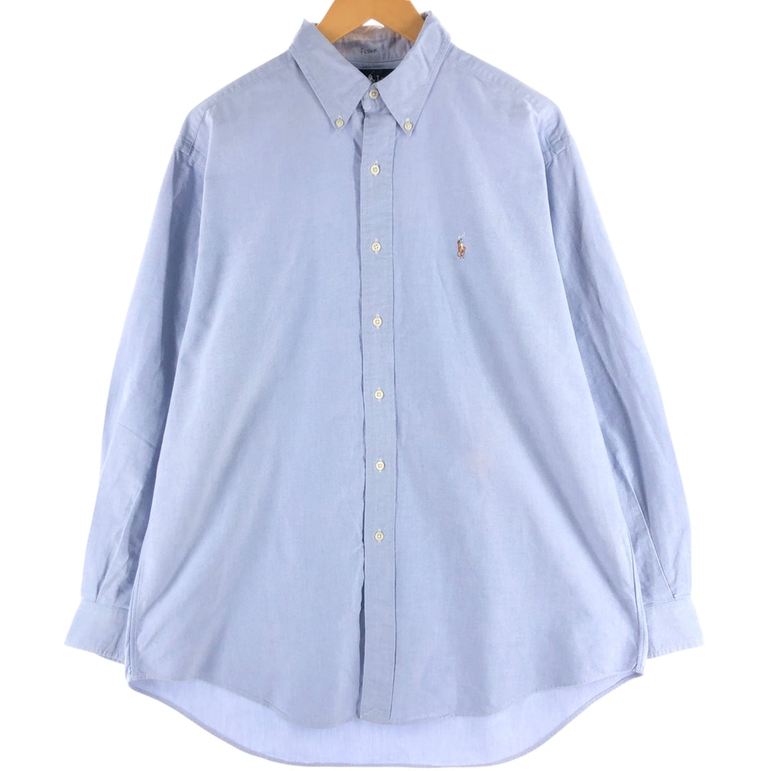 Ralph Lauren YARMOUTH long sleeve button down shirt, men's size L cotton Blue type light blue Vintage Second Hand