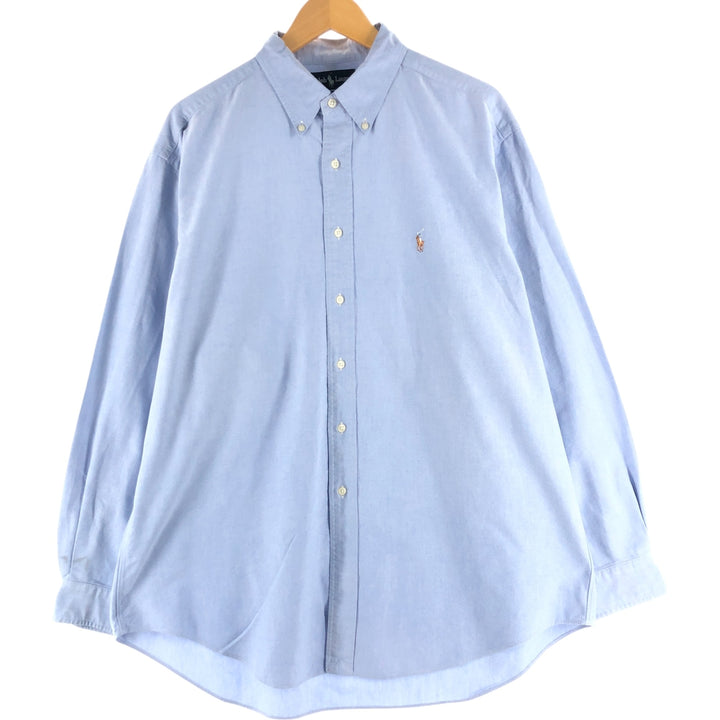 Ralph Lauren YARMOUTH long sleeve button down shirt, men's XL size cotton Blue type light blue Vintage Second Hand