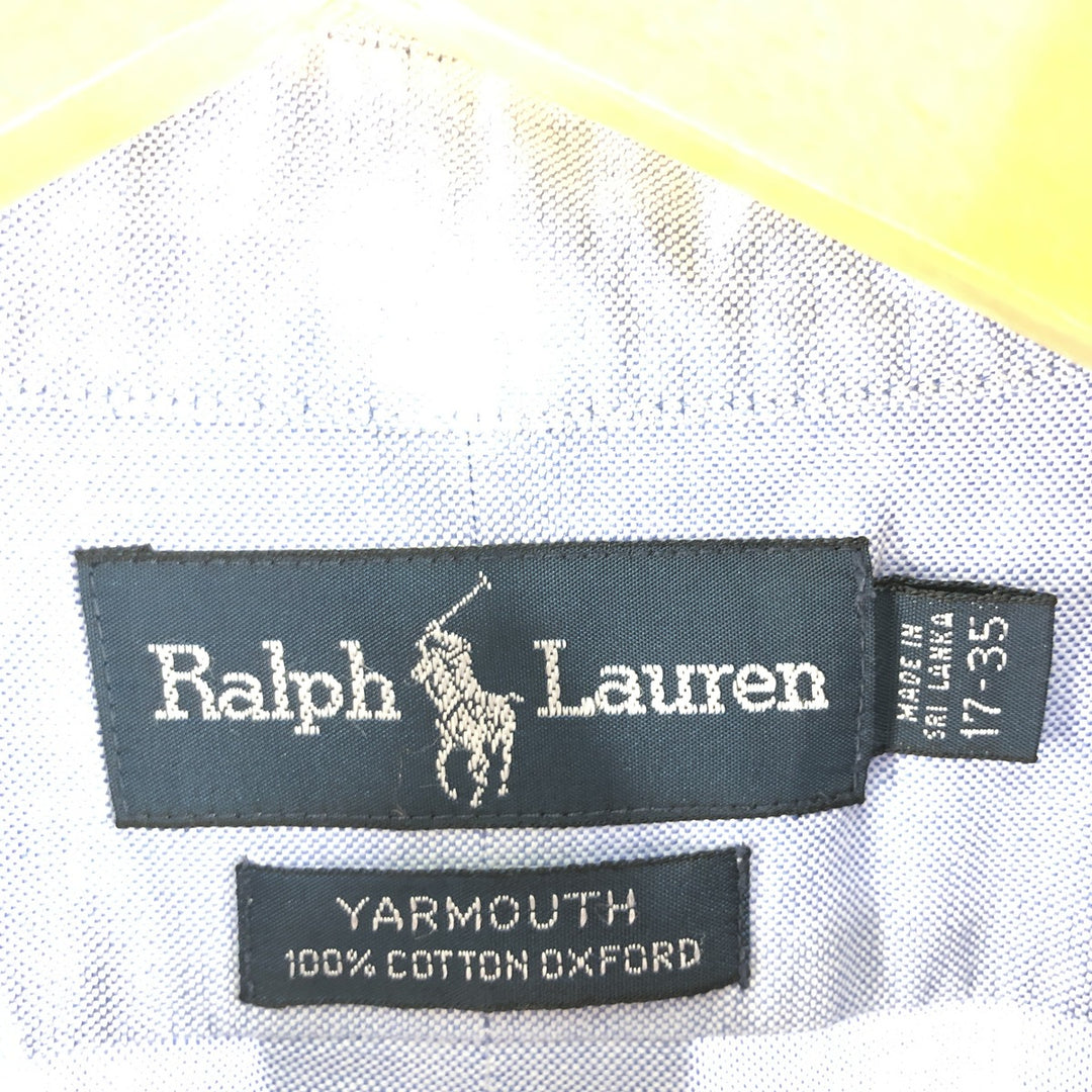 Ralph Lauren YARMOUTH long sleeve button down shirt, men's XL size cotton Blue type light blue Vintage Second Hand