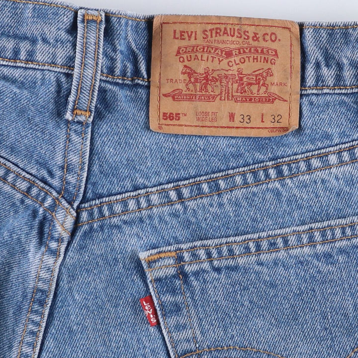 90'S Levi's 565 LOOSE FIT WIDE LEG Tapered Denim Pants Made in Canada Men's W33 Vintage cotton blue type Vintage Second Hand