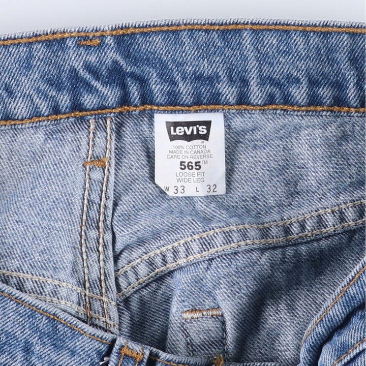 90'S Levi's 565 LOOSE FIT WIDE LEG Tapered Denim Pants Made in Canada Men's W33 Vintage cotton blue type Vintage Second Hand