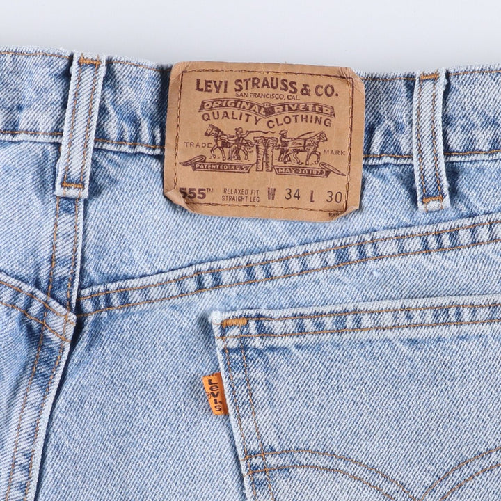 90'S Levi's 555 Relaxed Fit Straight Leg Tapered Denim Pants Made in USA Men's W34 Vintage cotton blue type Vintage Second Hand