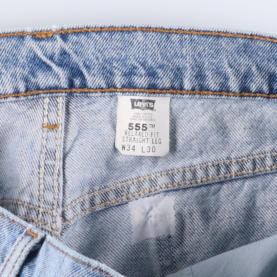 90'S Levi's 555 Relaxed Fit Straight Leg Tapered Denim Pants Made in USA Men's W34 Vintage cotton blue type Vintage Second Hand
