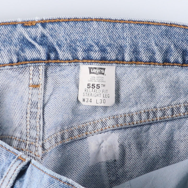 90'S Levi's 555 Relaxed Fit Straight Leg Tapered Denim Pants Made in USA Men's W34 Vintage cotton blue type Vintage Second Hand
