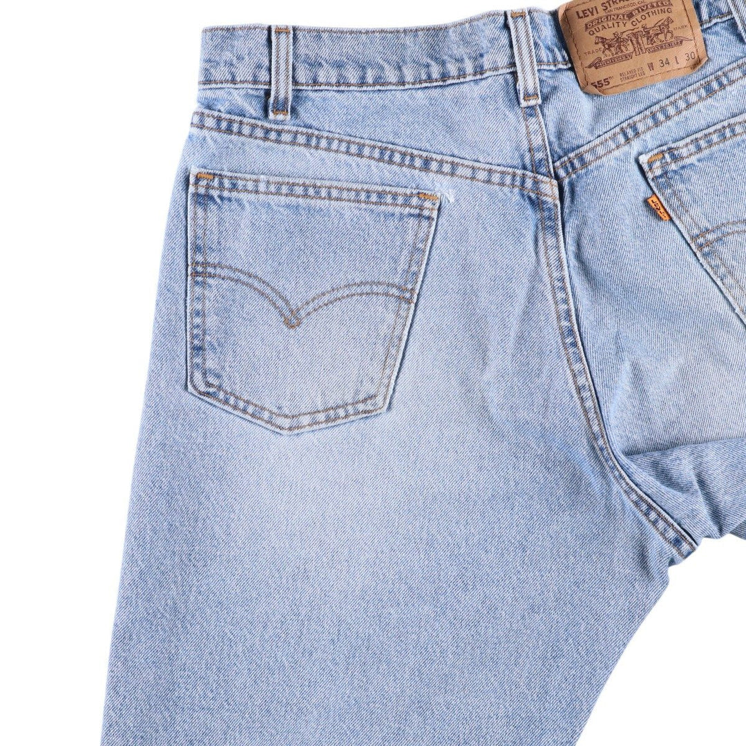 90'S Levi's 555 Relaxed Fit Straight Leg Tapered Denim Pants Made in USA Men's W34 Vintage cotton blue type Vintage Second Hand