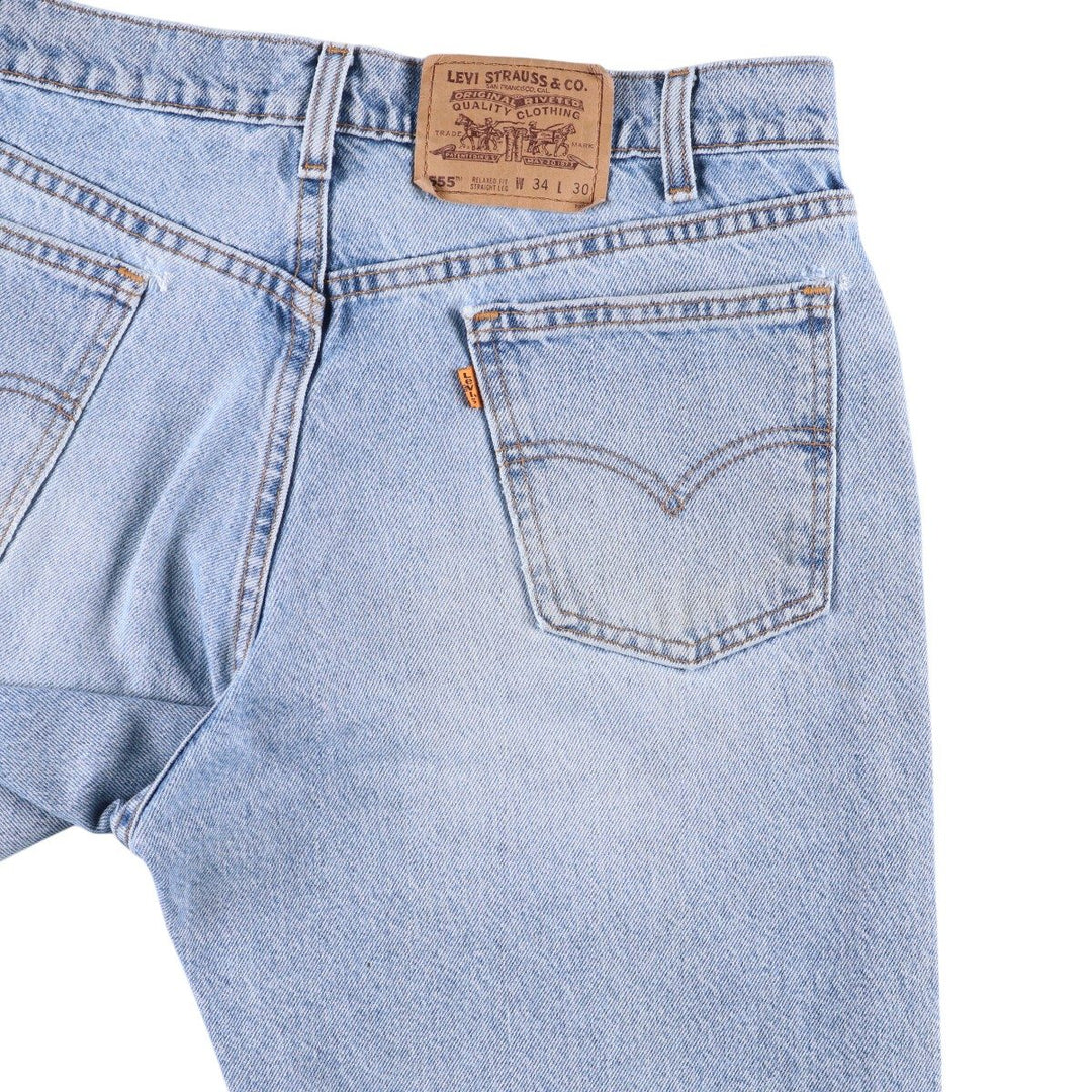 90'S Levi's 555 Relaxed Fit Straight Leg Tapered Denim Pants Made in USA Men's W34 Vintage cotton blue type Vintage Second Hand