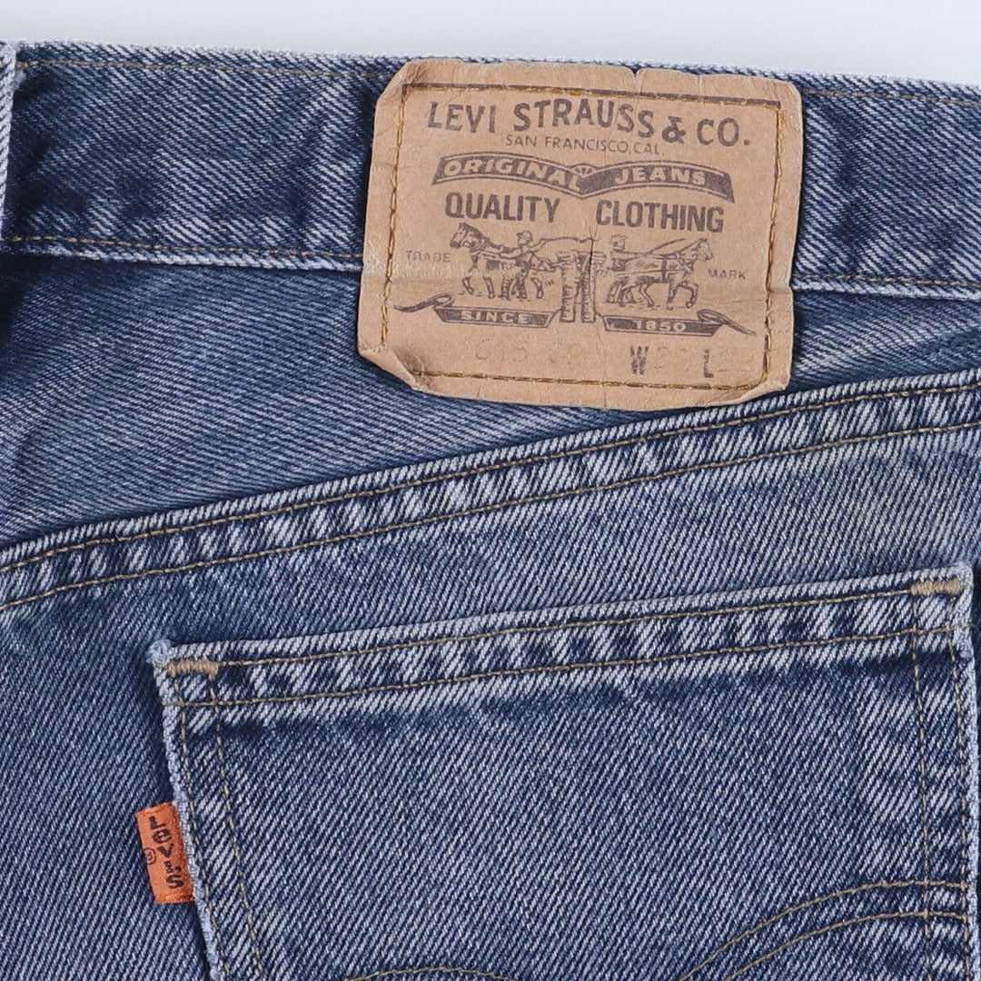 ~90'S Levi's 615-0215 Euro Model Orange Tab Tapered Denim Pants Made in England Men's W32 Vintage cotton blue type Vintage Second Hand