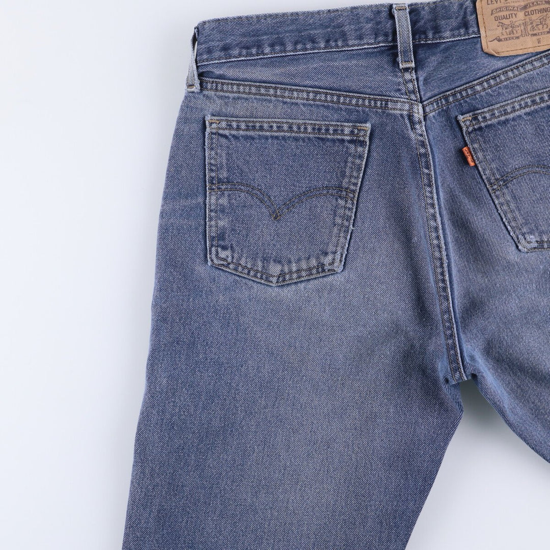 ~90'S Levi's 615-0215 Euro Model Orange Tab Tapered Denim Pants Made in England Men's W32 Vintage cotton blue type Vintage Second Hand